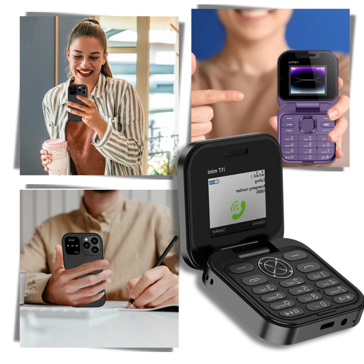 Dual Sim Litet Fällbart Mobiltelefon