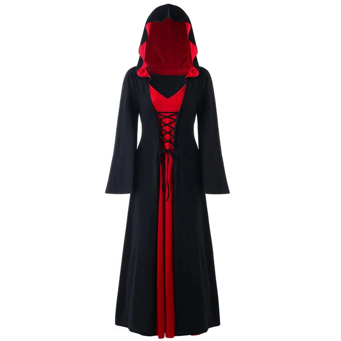 Officiell Medeltida Klänning Vampyr Häxa För Kvinnor Snörad Huva Kappa Robe