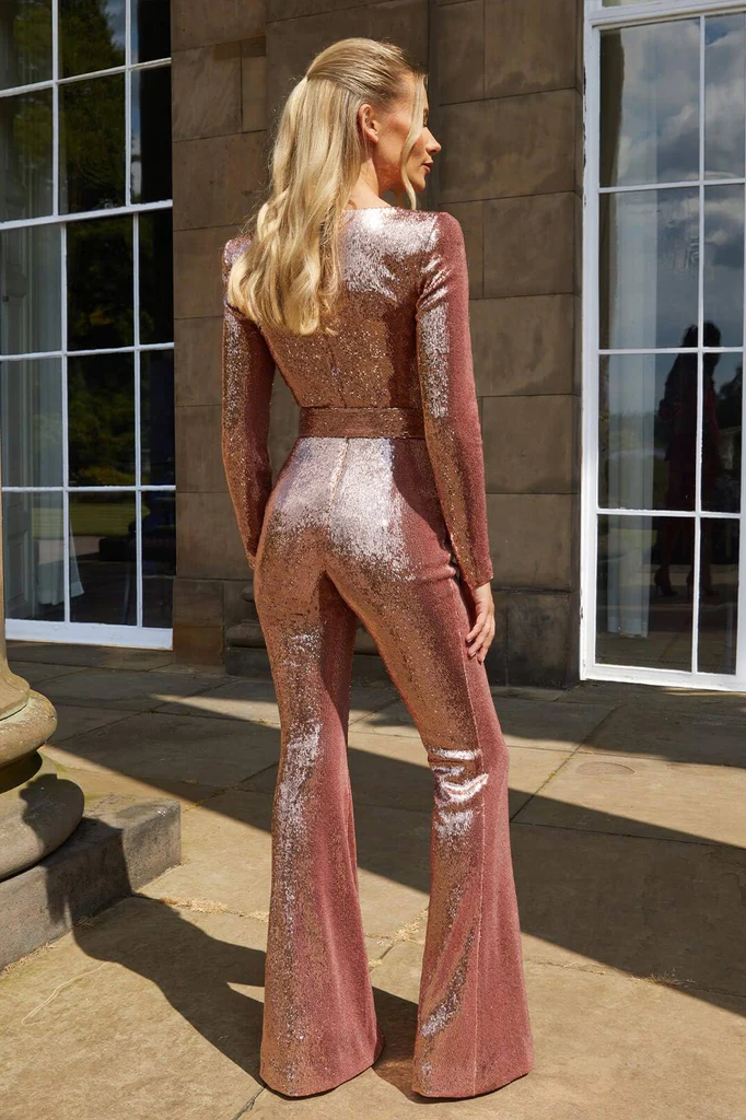 Paljett långärmad jumpsuit