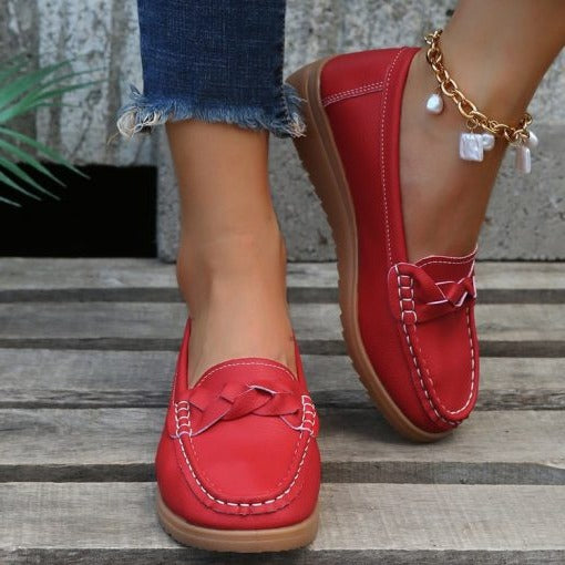 Kvinnors skor Mjukt läder Slip-on Gång Loafers Skor