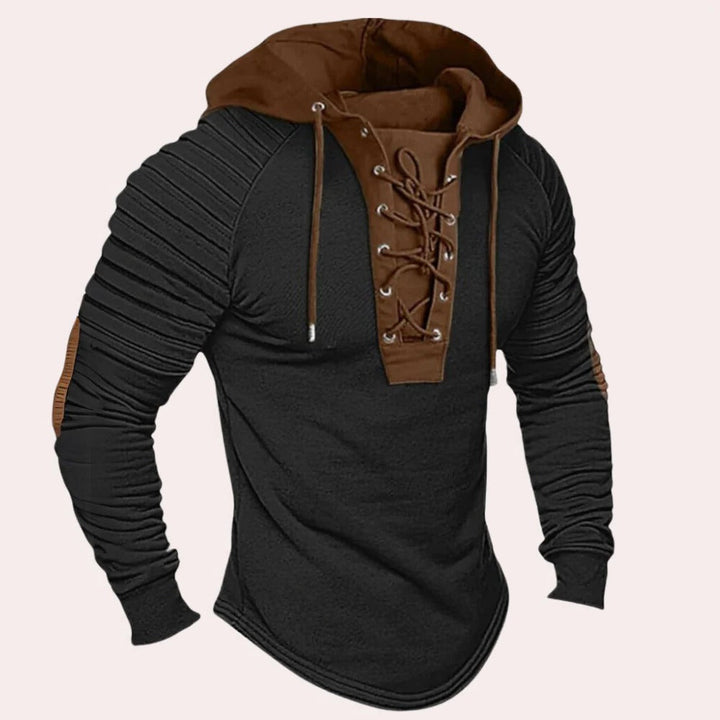 Modern herr sweatshirt med snörning och huva