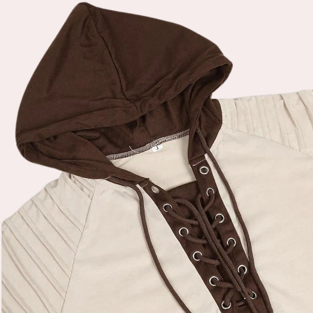 Modern herr sweatshirt med snörning och huva