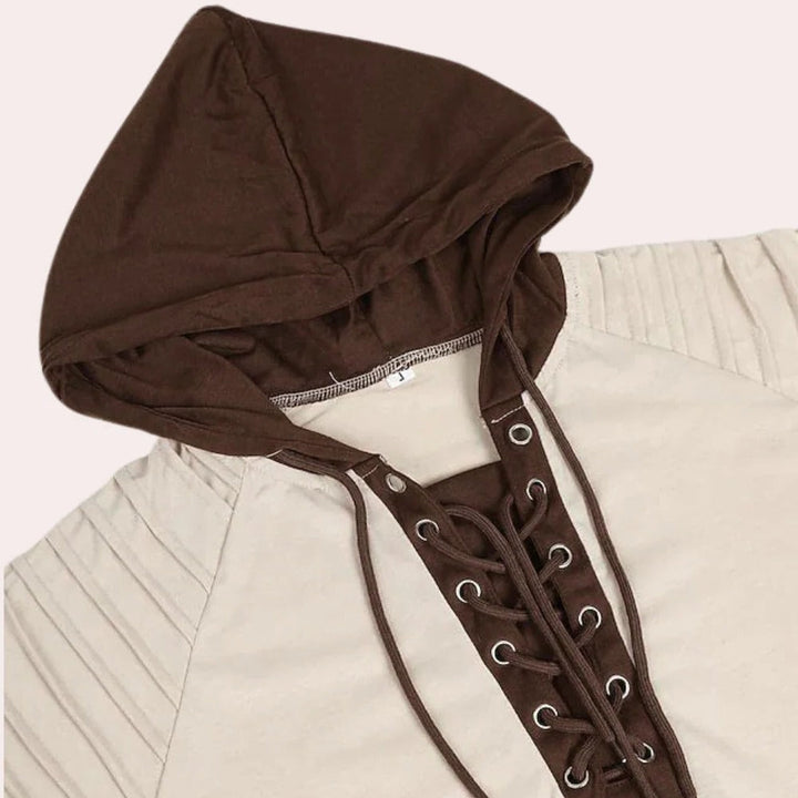 Modern herr sweatshirt med snörning och huva