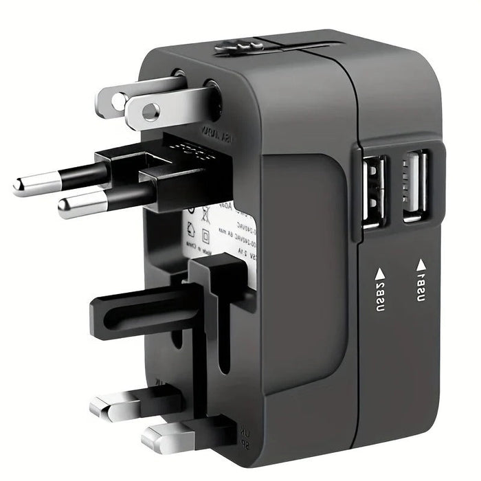 Världsomspännande Reseadapter med Dubbel USB-laddningsport
