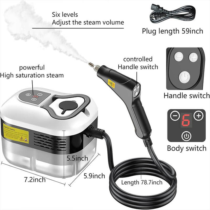 2500W Högtryck Ångtvätt med Handskar