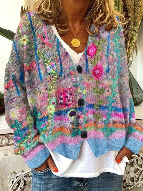Retro Cardigan För Kvinnor
