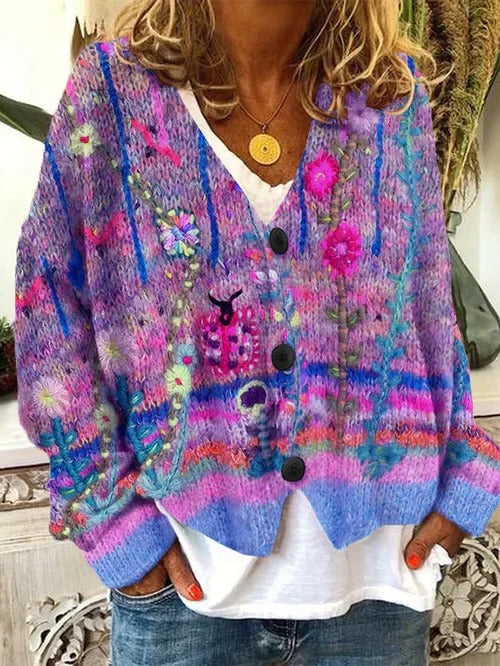 Retro Cardigan För Kvinnor