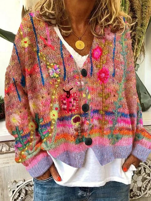Retro Cardigan För Kvinnor