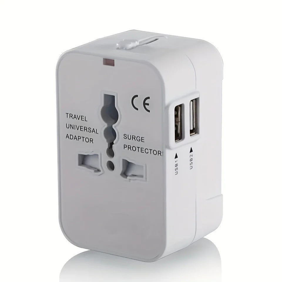 Världsomspännande Reseadapter med Dubbel USB-laddningsport