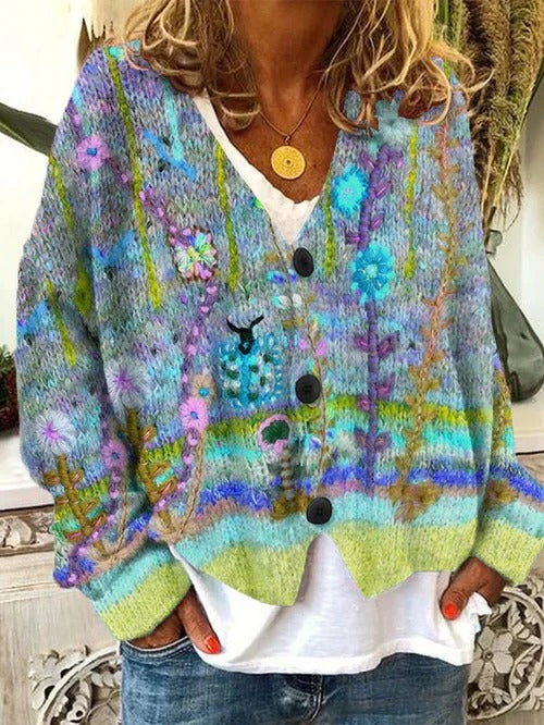 Retro Cardigan För Kvinnor