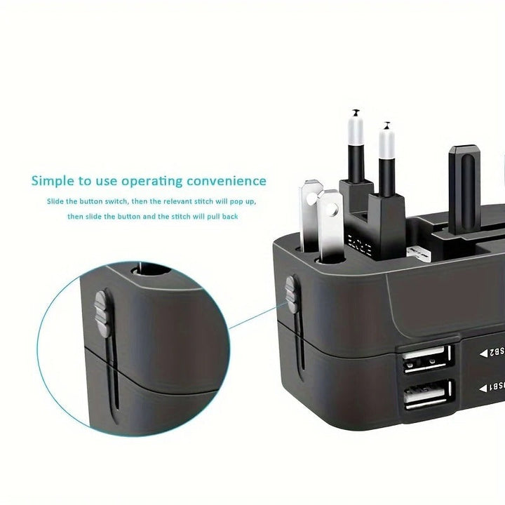 Världsomspännande Reseadapter med Dubbel USB-laddningsport