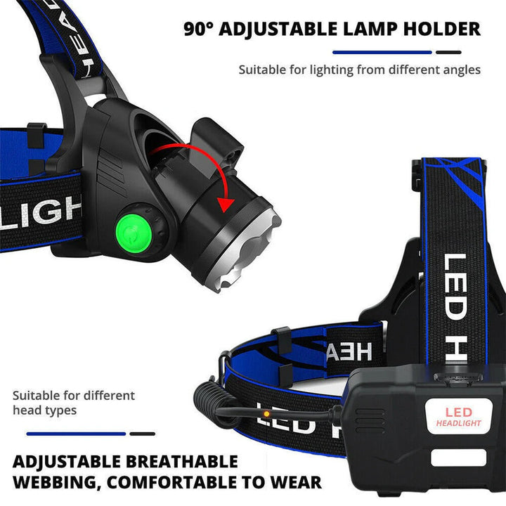 990000LM Uppladdningsbar LED-huvudlampa