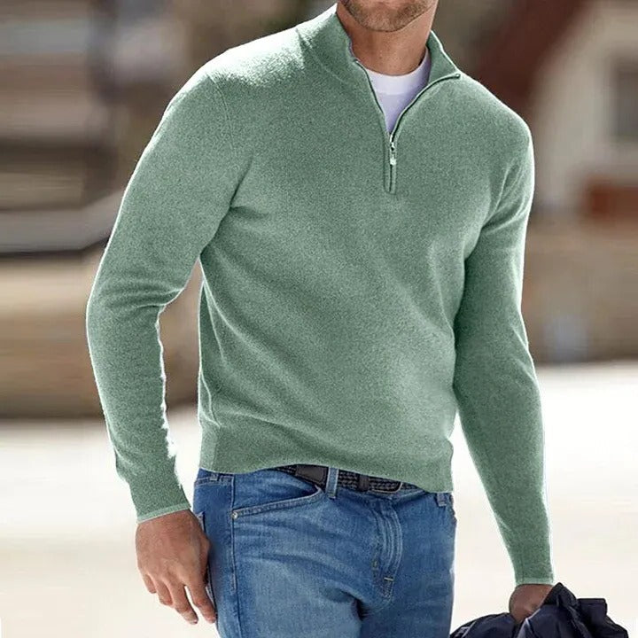 Herr Cashmere Dragkedja Grundtröja