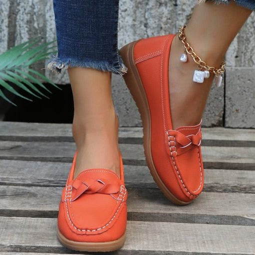Kvinnors skor Mjukt läder Slip-on Gång Loafers Skor