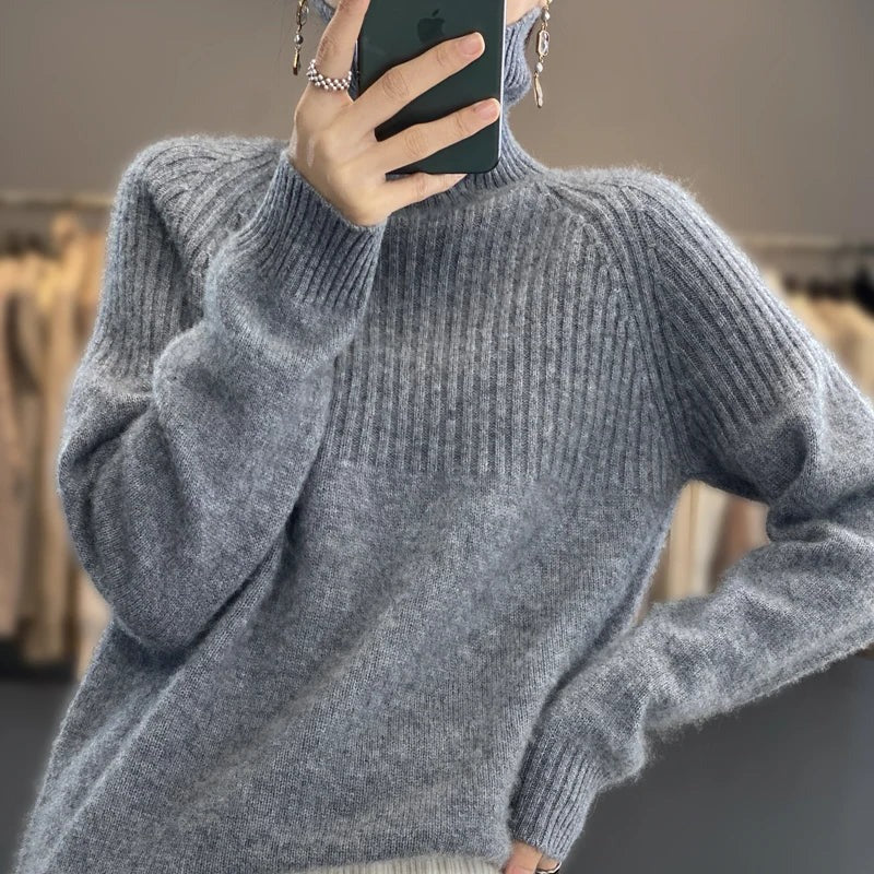 Kvinnors Cashmere Tröja Med Hög Krage