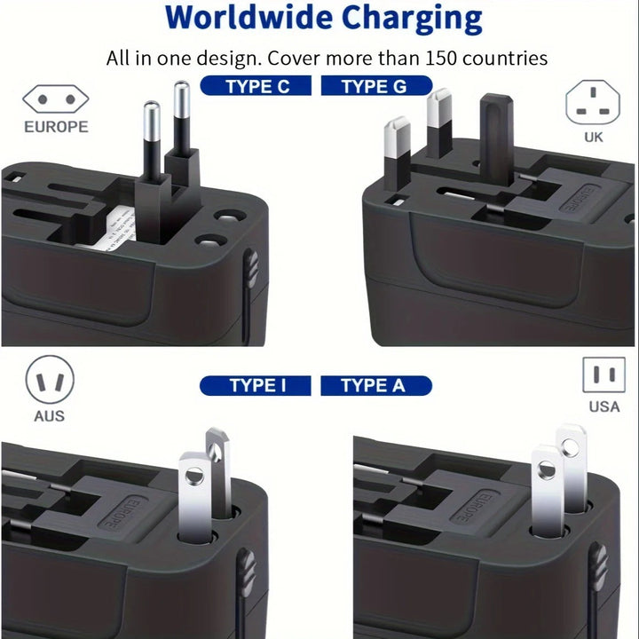 Världsomspännande Reseadapter med Dubbel USB-laddningsport