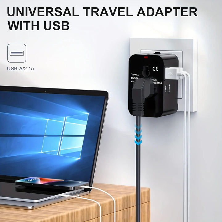 Världsomspännande Reseadapter med Dubbel USB-laddningsport