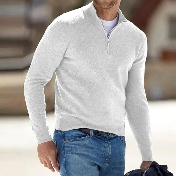 Herr Cashmere Dragkedja Grundtröja