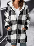 Kvinnors Oversized Hoodie Rutig Lös Kappa