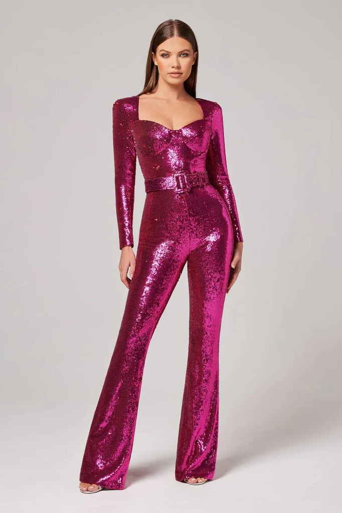 Paljett långärmad jumpsuit