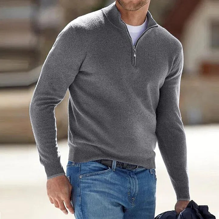 Herr Cashmere Dragkedja Grundtröja