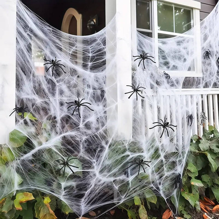 200 Kvm Spindelnät Halloween Dörrdekorationer Med Falska Spindlar