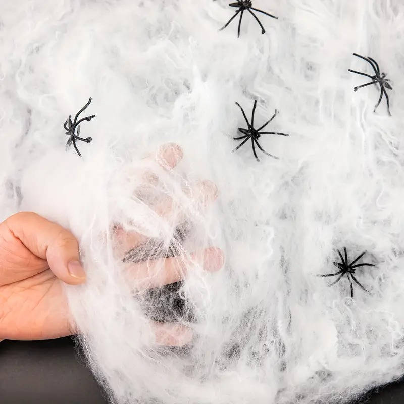 200 Kvm Spindelnät Halloween Dörrdekorationer Med Falska Spindlar