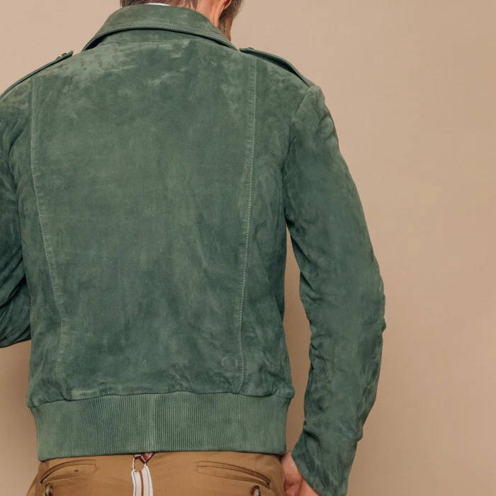 Herr Retro Krage Dragkedja Bröstficka Mockajacka