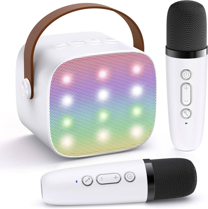 Mini Karaoke Maskin med 2 Trådlösa Mikrofoner