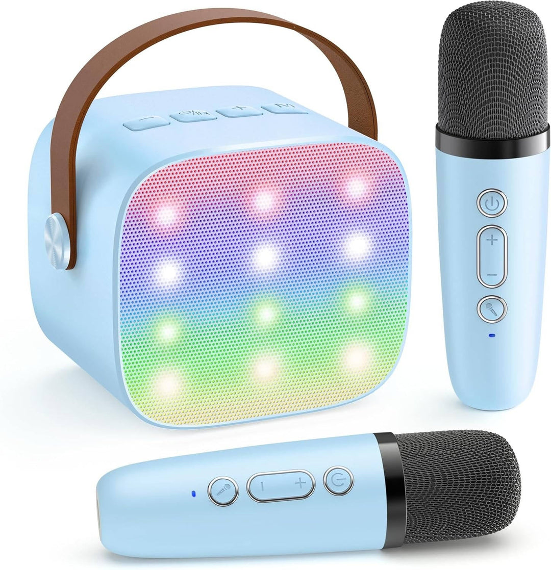 Mini Karaoke Maskin med 2 Trådlösa Mikrofoner