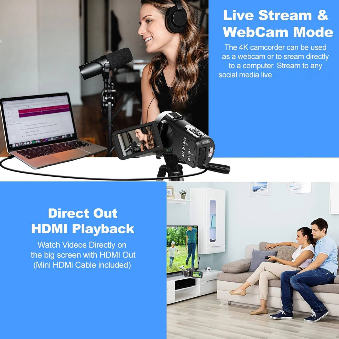 4K Videokamera Videokamera YouTube Vlogging WiFi 48MP Kamera