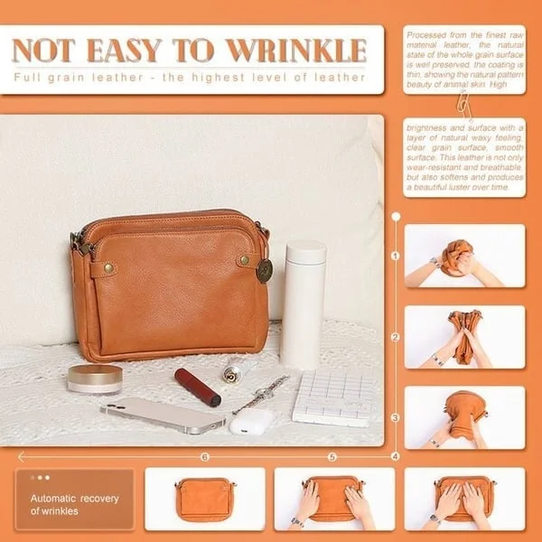 Tre-lagers Crossbody Läder Axelväska &amp; Clutch