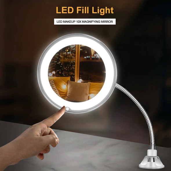 10X Förstoring LED Belyst Flexibel Spegel