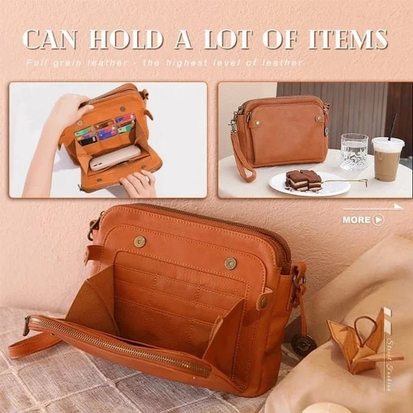 Tre-lagers Crossbody Läder Axelväska &amp; Clutch