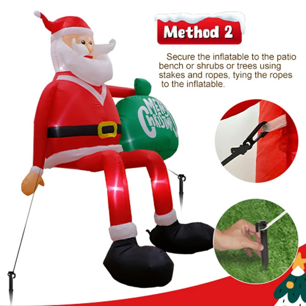 Giant 8FT LED Klättrande Jultomte Uppblåsbar – Premium Utomhus Juldekoration