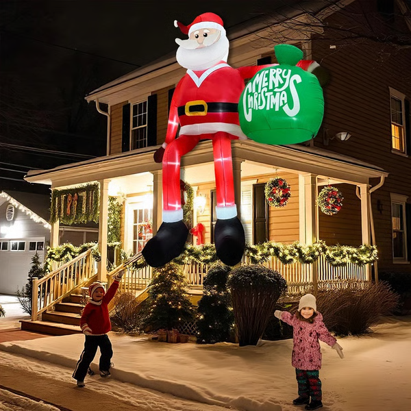 Giant 8FT LED Klättrande Jultomte Uppblåsbar – Premium Utomhus Juldekoration