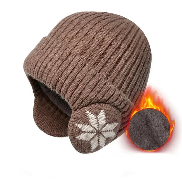 Unisex Vinter Stickad Mössa med Öronskydd