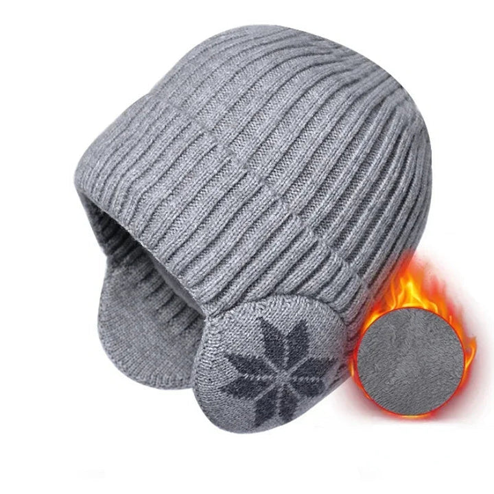 Unisex Vinter Stickad Mössa med Öronskydd