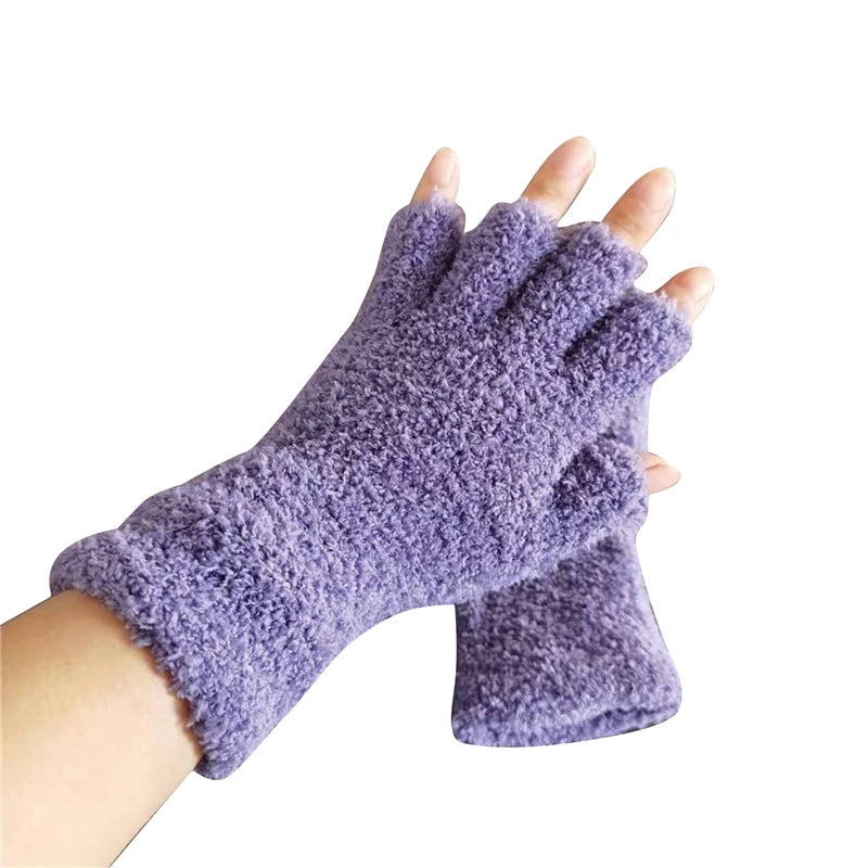 Vinterkomfort Stickade Halvfingerhandskar