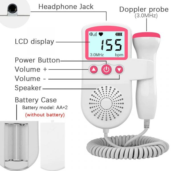 Fetal Doppler Hjärtfrekvensmonitor Hemma Graviditet Baby Fetal Hjärtfrekvens Ljuddetektor