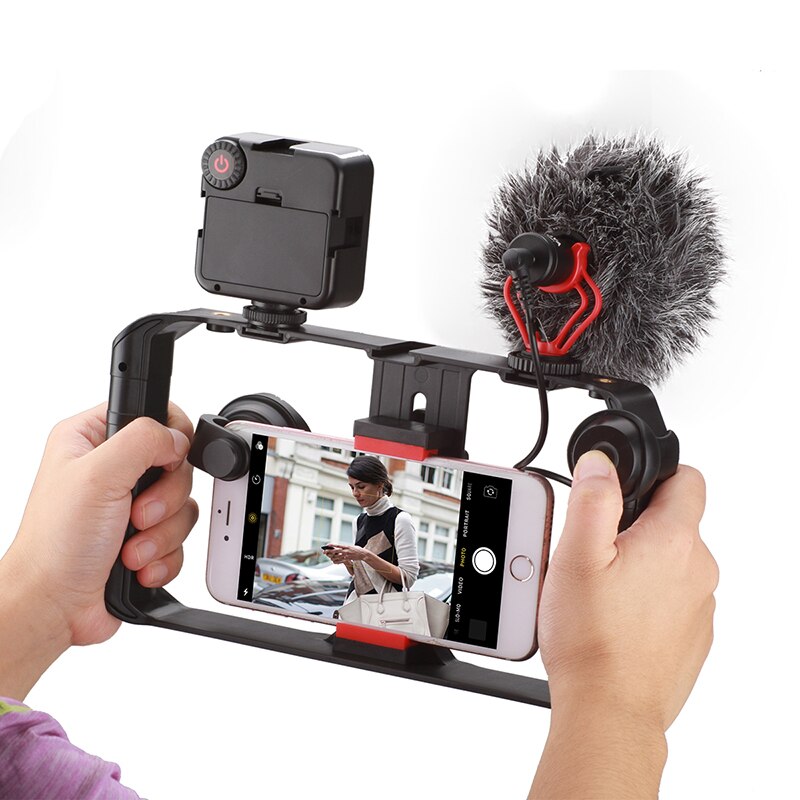 Smartphone Video Rig Stabilizer Med Ljus
