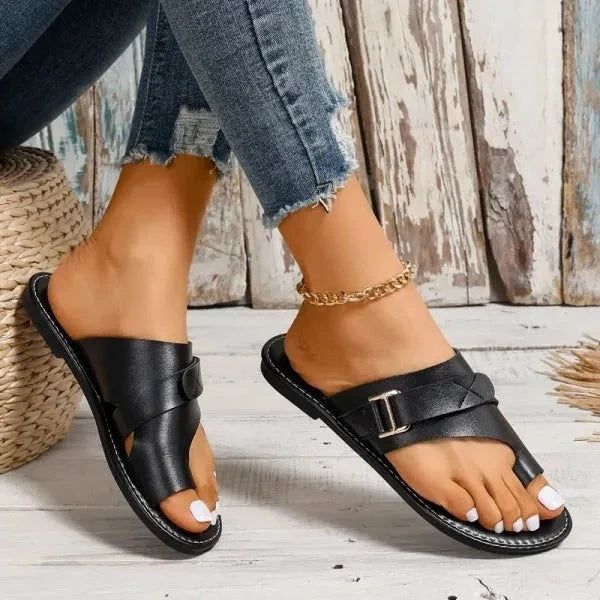 Kvinnors Ortopediska Hallux Valgus Korrigerande Läder Sandaler