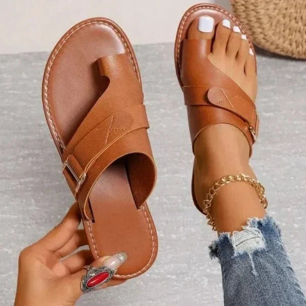 Kvinnors Ortopediska Hallux Valgus Korrigerande Läder Sandaler