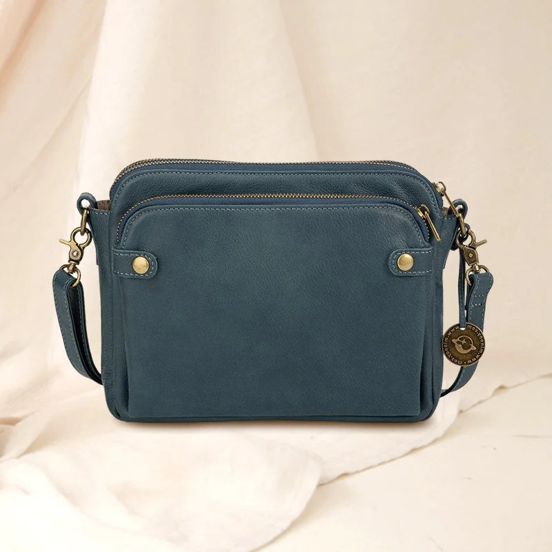 Tre-lagers Crossbody Läder Axelväska &amp; Clutch