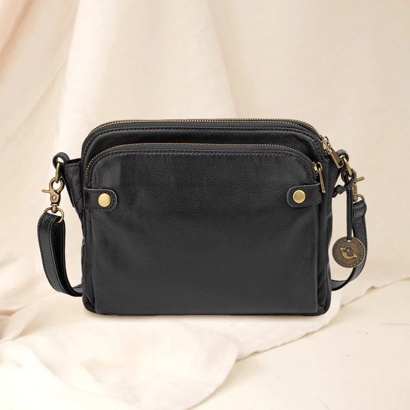 Tre-lagers Crossbody Läder Axelväska &amp; Clutch