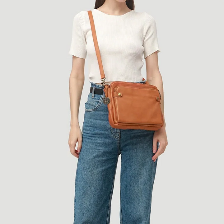 Tre-lagers Crossbody Läder Axelväska &amp; Clutch