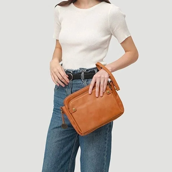 Tre-lagers Crossbody Läder Axelväska &amp; Clutch