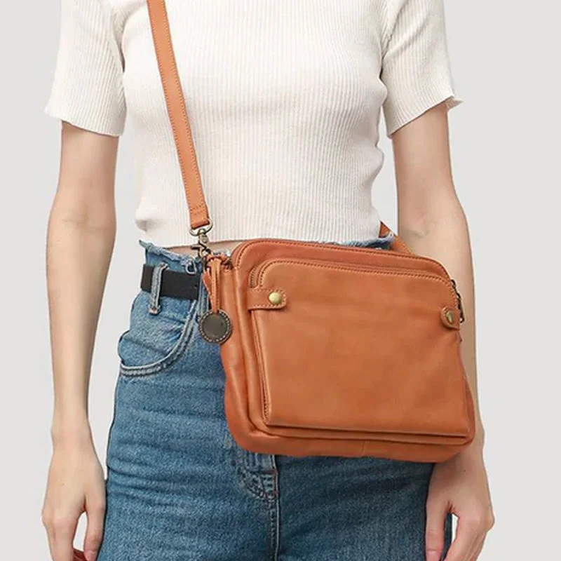 Tre-lagers Crossbody Läder Axelväska &amp; Clutch