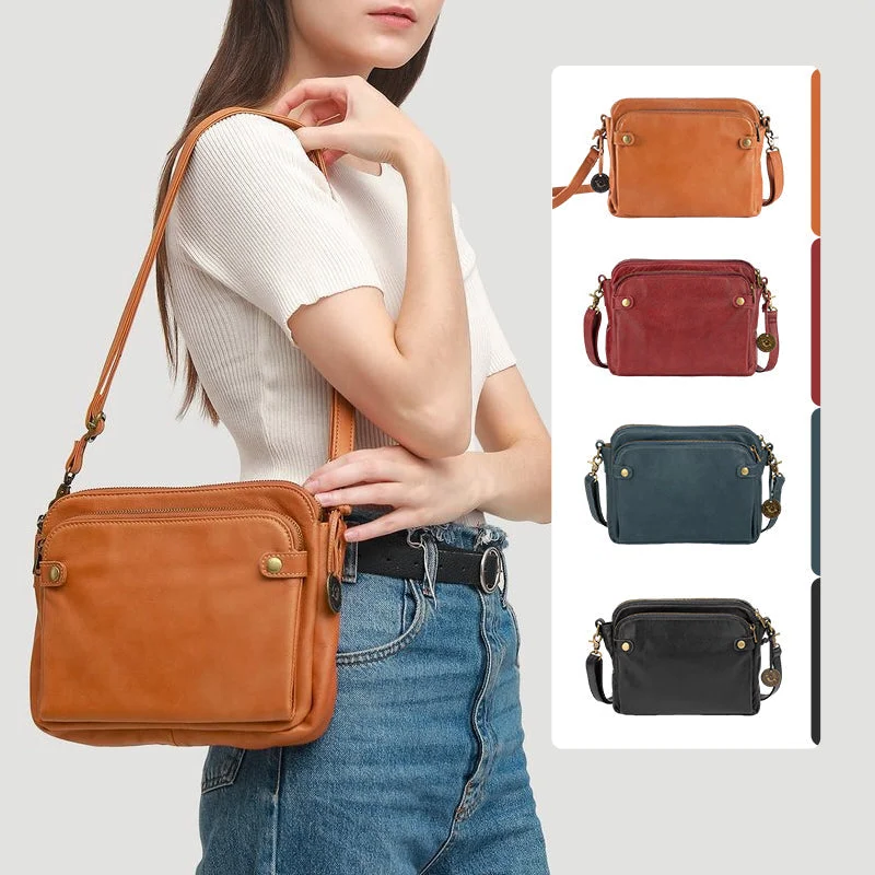 Tre-lagers Crossbody Läder Axelväska &amp; Clutch