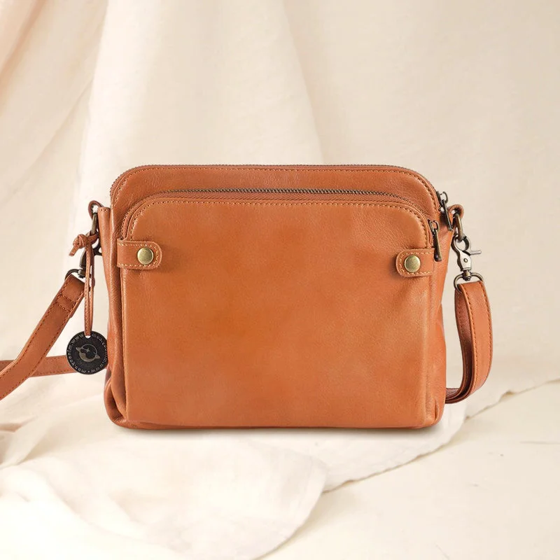 Tre-lagers Crossbody Läder Axelväska &amp; Clutch